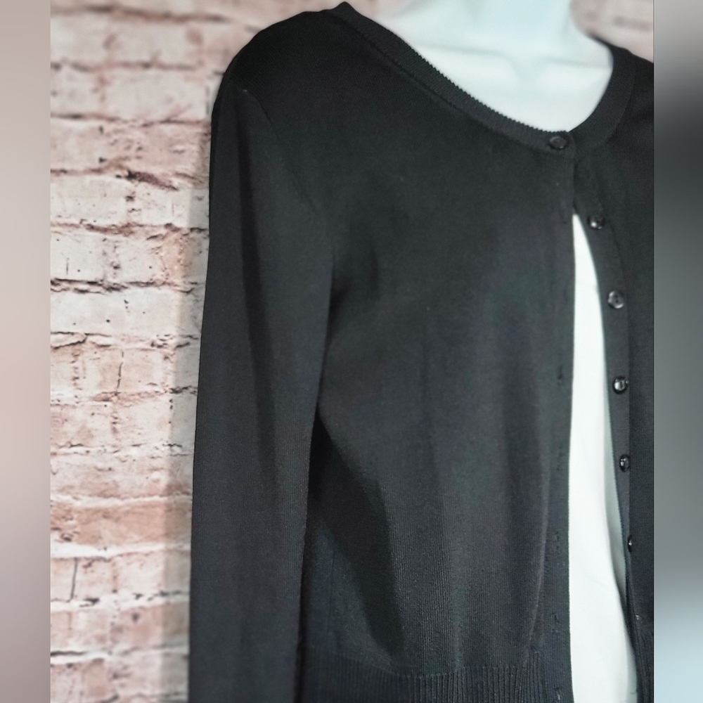 Joseph A Studio Petite Black Button Up Cardigan - Picture 2 of 5